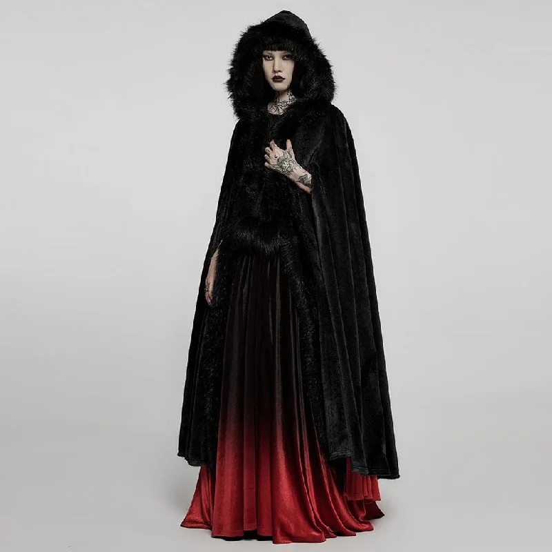 Women's pea coats with brass buttons for a nautical - inspired styleWomen's Gothic Punk Faux Fur Long Cloak Women's pea coats with brass buttons for a nautical - inspired styleWomen's Gothic Punk Faux Fur Long Cloak