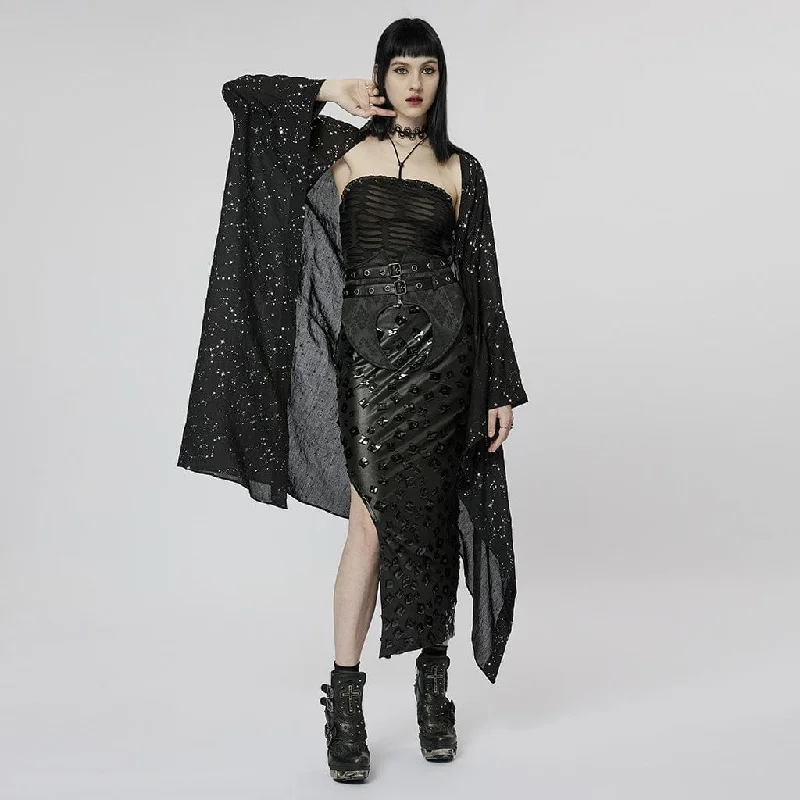 Women's knee - length wool blend coats with a fur collar for added warmthWomen's Gothic Star Cutout Irregular Coat Women's knee - length wool blend coats with a fur collar for added warmthWomen's Gothic Star Cutout Irregular Coat