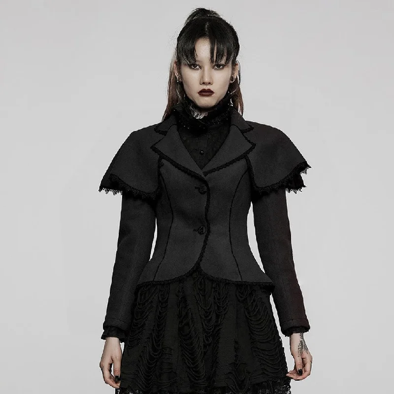 Embroidered women's cotton coats in a bohemian pattern for a unique designWomen's Gothic Swallow Tail Faux Wool Short Coat Embroidered women's cotton coats in a bohemian pattern for a unique designWomen's Gothic Swallow Tail Faux Wool Short Coat