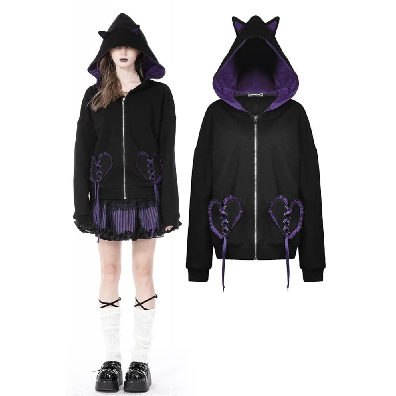 Quilted down women's coats with removable hoods for outdoor activitiesWomen's Grunge Bat Wing Coat with Cat Ears Hood Quilted down women's coats with removable hoods for outdoor activitiesWomen's Grunge Bat Wing Coat with Cat Ears Hood