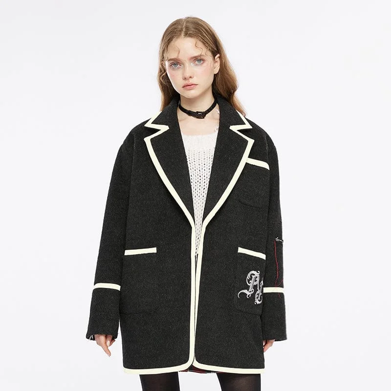 Quilted down women's coats with removable hoods for outdoor activitiesWomen's Grunge Double Color Letter Embroidered Coat Quilted down women's coats with removable hoods for outdoor activitiesWomen's Grunge Double Color Letter Embroidered Coat