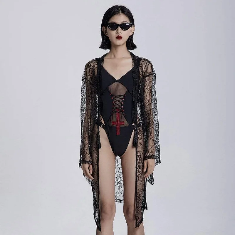 Mid - length women's down coats in a slim fit for a modern and sleek appearanceWomen's Grunge Sheer Spider Mesh Kimono Capes Beach Cover Up Mid - length women's down coats in a slim fit for a modern and sleek appearanceWomen's Grunge Sheer Spider Mesh Kimono Capes Beach Cover Up