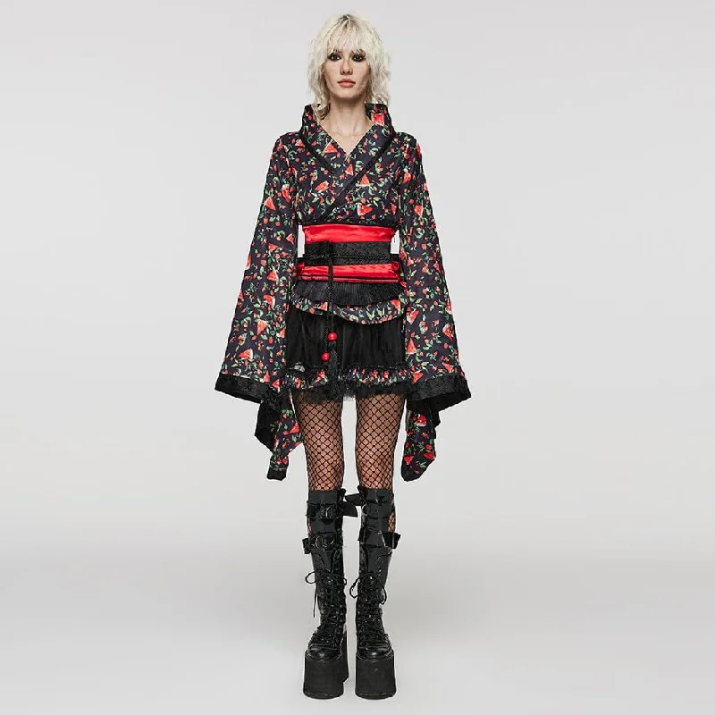 Shearling - lined women's leather coats for ultimate warmth and luxuryWomen's Lolita Watermelon Printed Kimono with Skirt Shearling - lined women's leather coats for ultimate warmth and luxuryWomen's Lolita Watermelon Printed Kimono with Skirt