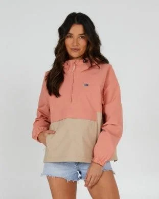 Women's cropped satin jackets in pastel shades for a glamorous evening outWomens Mainsail Anorak - Terracotta/Sand Dune Women's cropped satin jackets in pastel shades for a glamorous evening outWomens Mainsail Anorak - Terracotta/Sand Dune