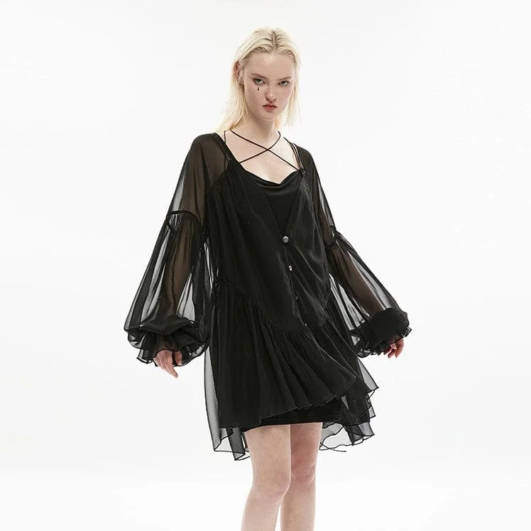 Women's faux fur coats in bright colors for a bold fashion statementWomen's Pastel Gothic Puff Sleeved Sheer Chiffon Coat Women's faux fur coats in bright colors for a bold fashion statementWomen's Pastel Gothic Puff Sleeved Sheer Chiffon Coat