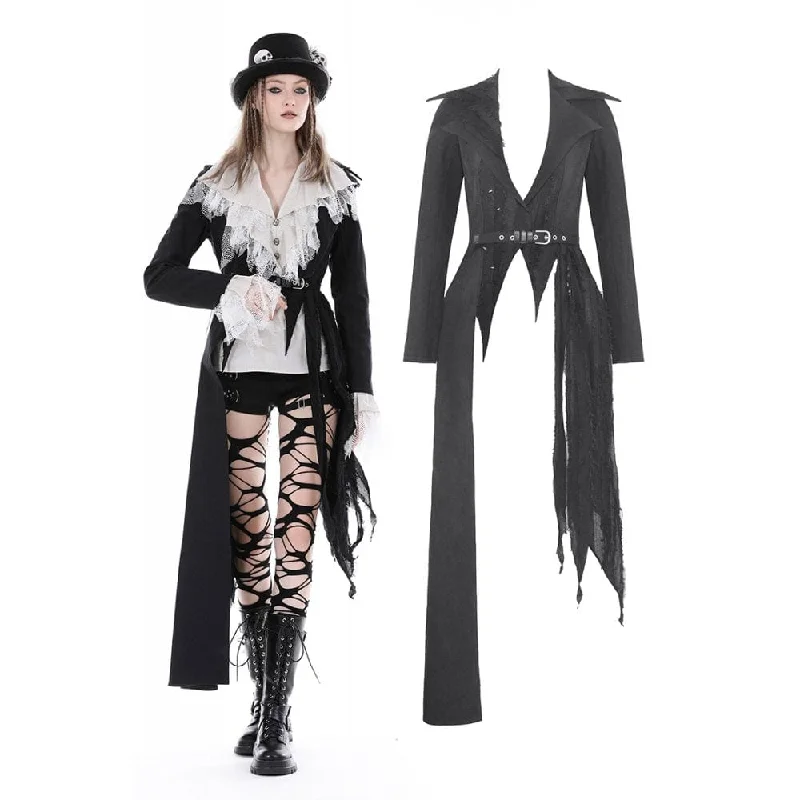 Women's waterproof parka coats with multiple pockets for practicalityWomen's Punk Irregular Distressed Coat with Belt