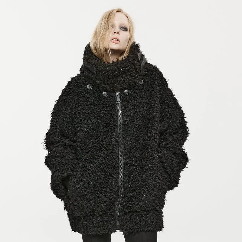 Women's reversible down coats with two - tone designs for versatile stylingWomen's Punk Stand Collar Woolen Coat with Hood Women's reversible down coats with two - tone designs for versatile stylingWomen's Punk Stand Collar Woolen Coat with Hood