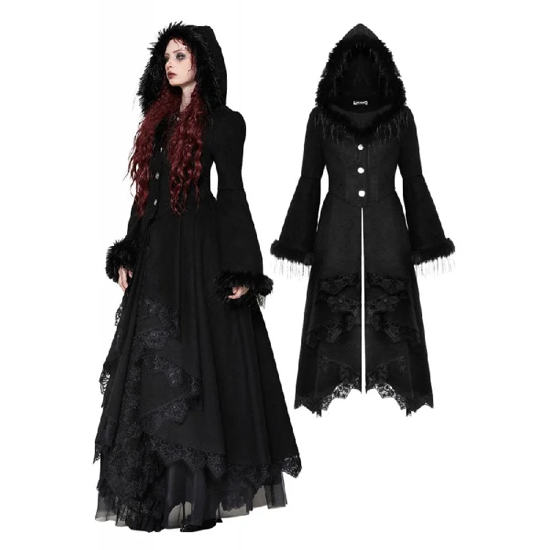 Women's pea coats with brass buttons for a nautical - inspired styleWomen's Romantic Gothic Lace Button Coat with Hood Women's pea coats with brass buttons for a nautical - inspired styleWomen's Romantic Gothic Lace Button Coat with Hood