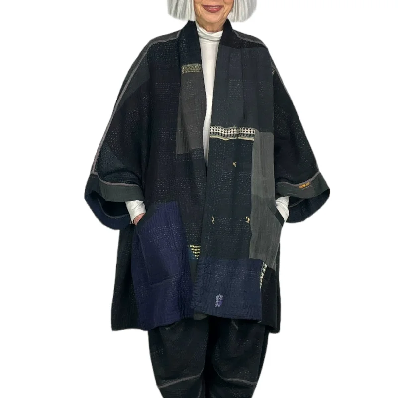 Women's double - breasted tweed jackets in classic colors for a sophisticated office lookSW PATCH DOUBLE COLLAR PONCHO Women's double - breasted tweed jackets in classic colors for a sophisticated office lookSW PATCH DOUBLE COLLAR PONCHO