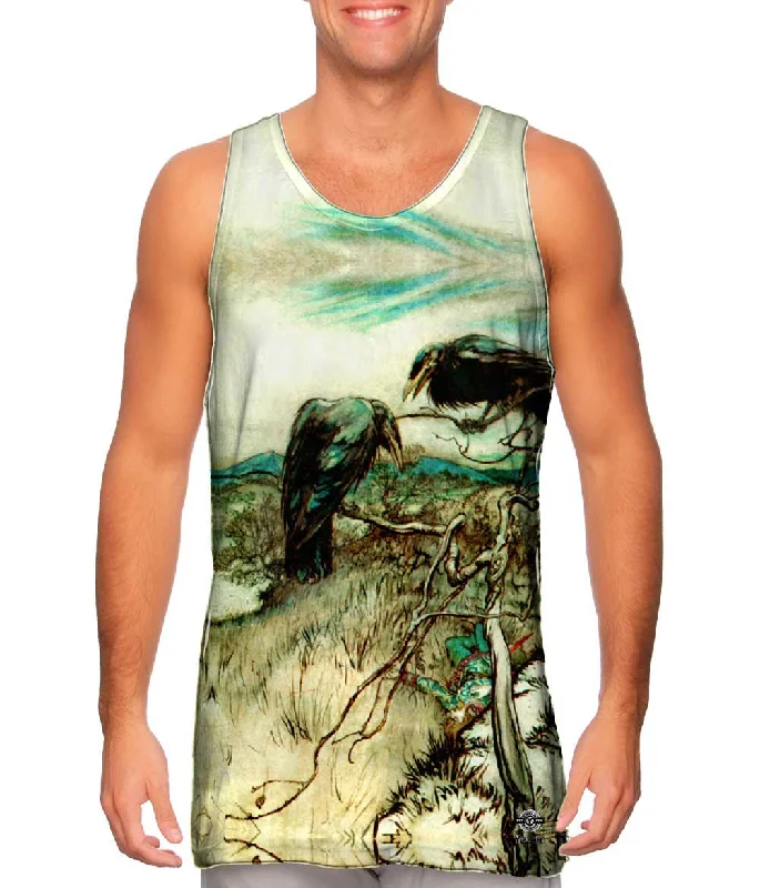 Mock Neck Women's Performance Tank Tops for CyclingArthur Rackham - "The Twa Corbies" (1919) Mock Neck Women's Performance Tank Tops for CyclingArthur Rackham - "The Twa Corbies" (1919)