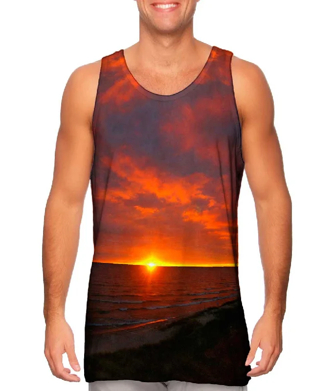 Plus Size Women's Glitter - Trimmed Tank Tops for Party NightsAs The Sun Sets