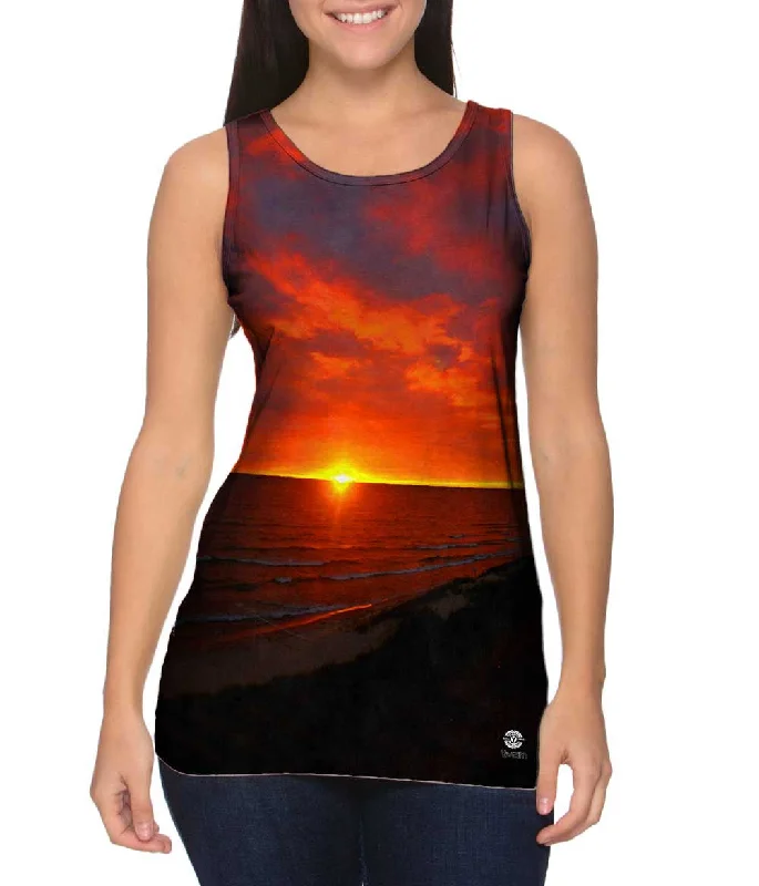 Plus Size Women's Criss - Cross Back Tank Tops in Neon ColorsAs The Sun Sets
