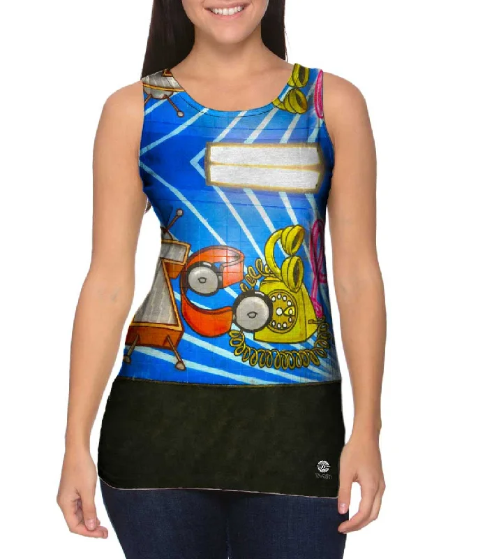 V - Neck Women's Moisture - Wicking Tank Tops for RunningAs The Train Passes Subway Art V - Neck Women's Moisture - Wicking Tank Tops for RunningAs The Train Passes Subway Art