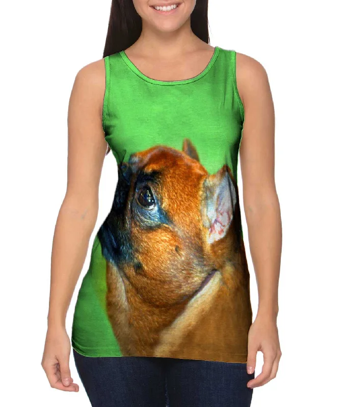 Crew Neck Women's Sustainable Tank Tops Made from Recycled MaterialsAspirational Little Brown Pug Crew Neck Women's Sustainable Tank Tops Made from Recycled MaterialsAspirational Little Brown Pug