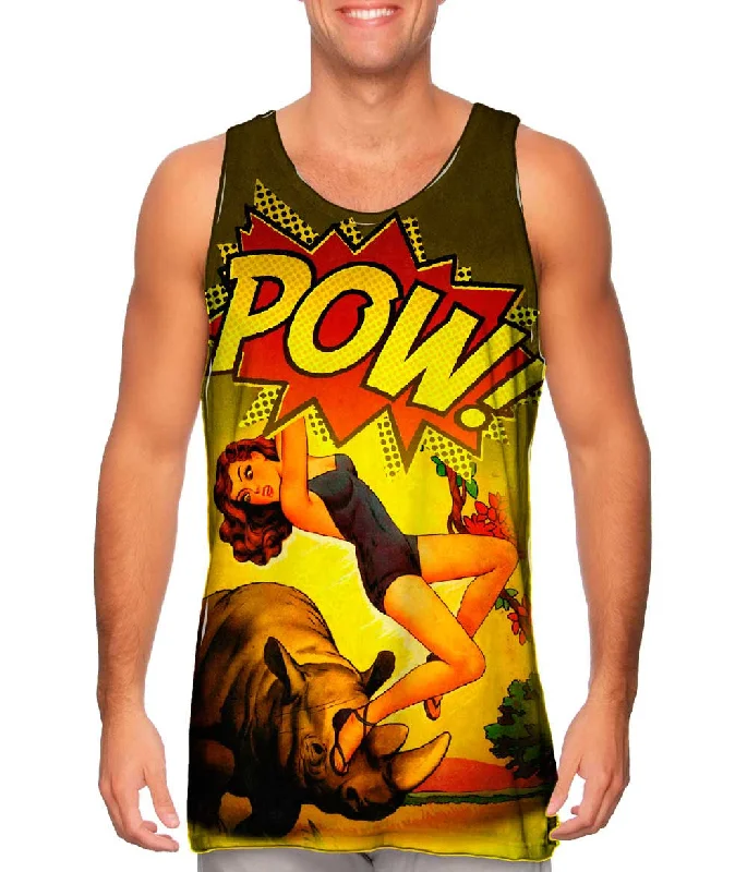Women's Button - Down Tank Tops in Striped PatternsAss Kicking Pow Comic