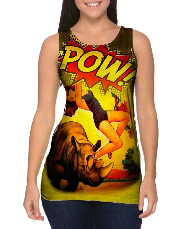 Mock Neck Women's Performance Tank Tops for CyclingAss Kicking Pow Comic