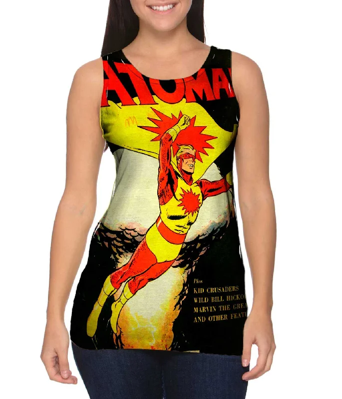 Plus Size Women's Puff - Sleeve Tank Tops in Pastel HuesAtoman Comic Retro