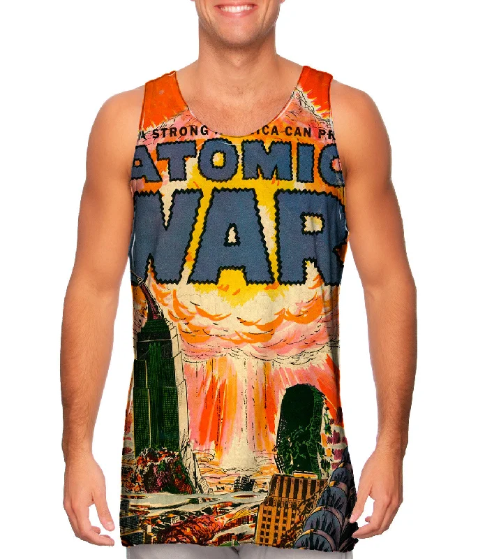 Plus Size Women's Criss - Cross Back Tank Tops in Neon ColorsAtomic War Comic Retro