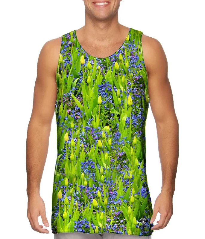 Scoop Neck Women's Linen Blend Tank Tops for SummerAudley Garden Flowers
