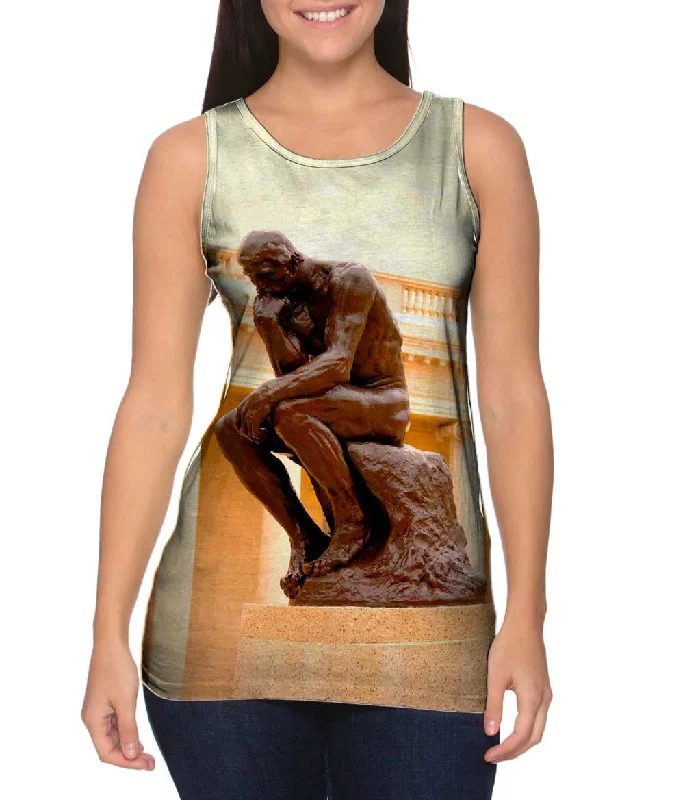 Women's Longline Tank Tops with Abstract PrintsAuguste Rodin - "The Thinker" (1903)