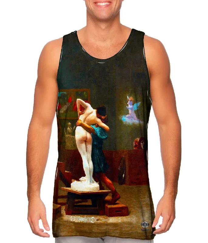 Plus Size Women's Ruffled Hem Tank Tops with Floral PrintsAuguste Toulmouche - "Pygmalion and Galatea" (1890) Plus Size Women's Ruffled Hem Tank Tops with Floral PrintsAuguste Toulmouche - "Pygmalion and Galatea" (1890)