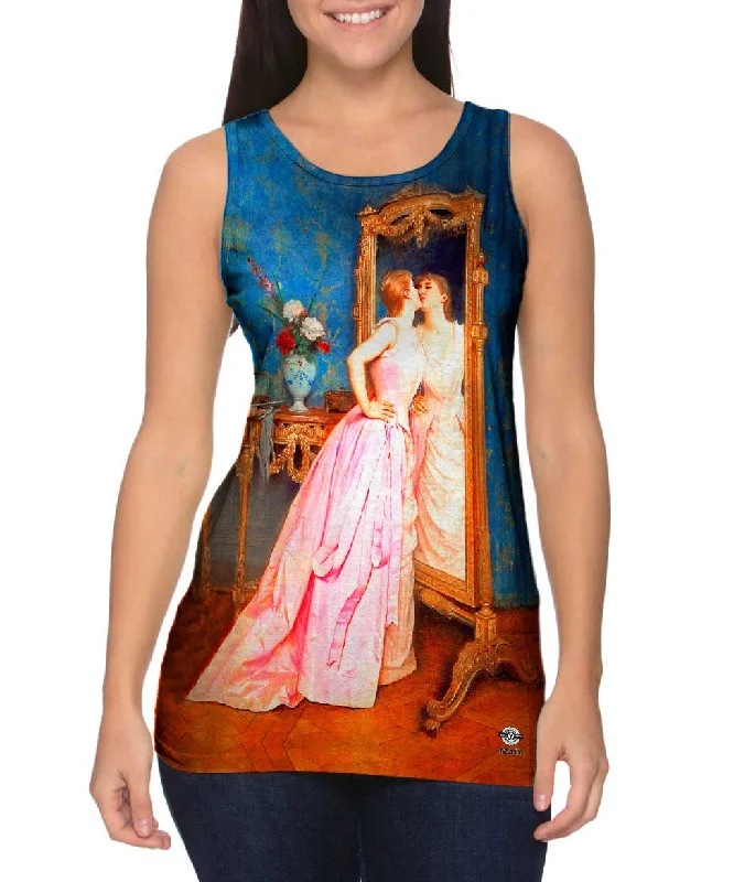 Crew Neck Women's Sustainable Tank Tops Made from Recycled MaterialsAuguste Toulmouche - "Vanity" (1890) Crew Neck Women's Sustainable Tank Tops Made from Recycled MaterialsAuguste Toulmouche - "Vanity" (1890)