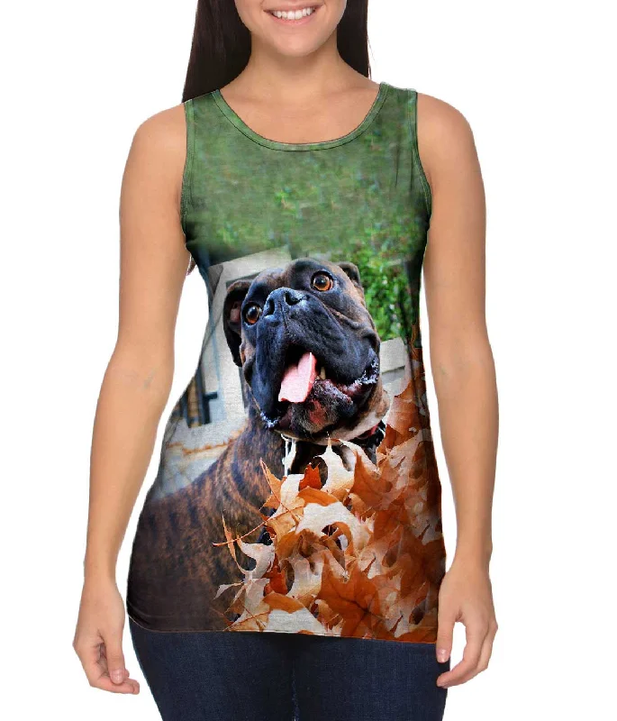 Plus Size Women's Embroidered Tank Tops in Boho StylesAutumn Leaves Boxer