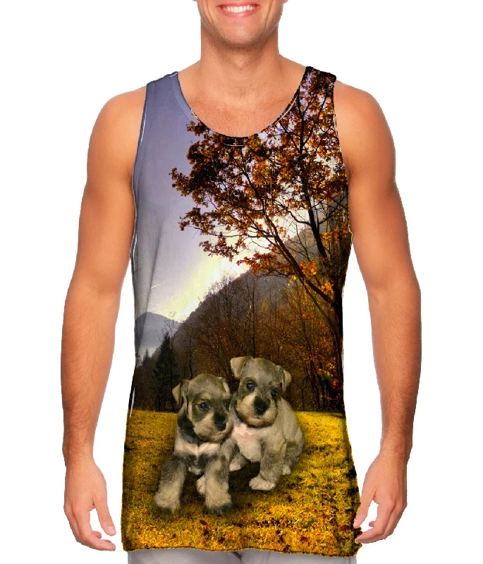 One - Shoulder Women's Rayon Blend Tank Tops for a Flowy LookAutumn Leaves Grey Schnauzer Puppies One - Shoulder Women's Rayon Blend Tank Tops for a Flowy LookAutumn Leaves Grey Schnauzer Puppies