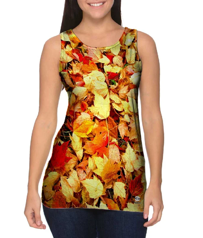 Plunge Neck Women's Seamless Tank Tops for a Smooth FitAutumn Leaves