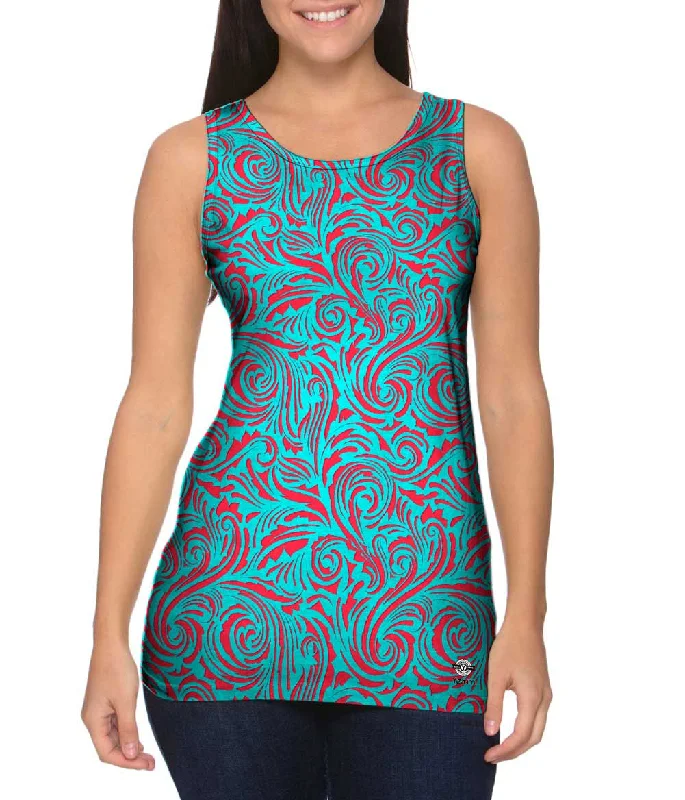 Square Neck Women's Organic Cotton Tank Tops in Earth TonesAutumn Me Red Leaf Swirls Pattern Square Neck Women's Organic Cotton Tank Tops in Earth TonesAutumn Me Red Leaf Swirls Pattern