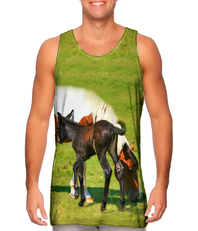 Women's Cropped Tank Tops with Vintage Band LogosBaby And Mama Horse