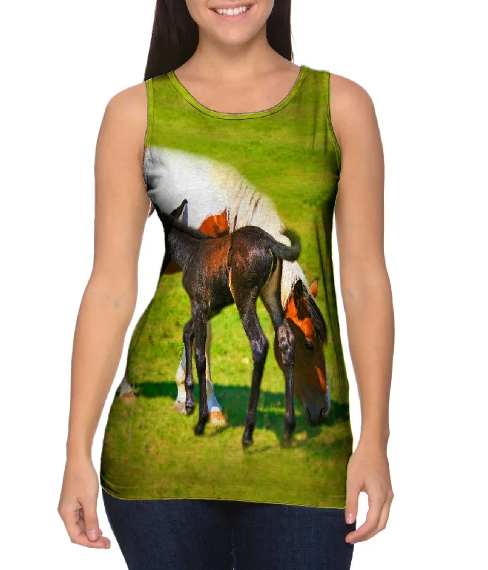 Crew Neck Women's Sustainable Tank Tops Made from Recycled MaterialsBaby And Mama Horse Crew Neck Women's Sustainable Tank Tops Made from Recycled MaterialsBaby And Mama Horse