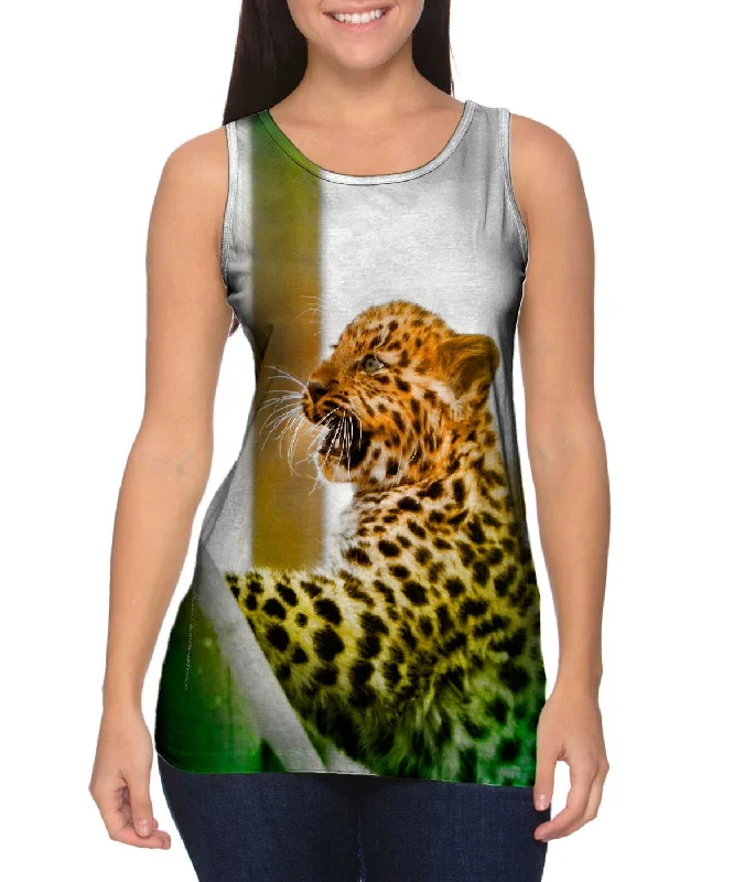 One - Shoulder Women's Rayon Blend Tank Tops for a Flowy LookBaby Leopard Chomps