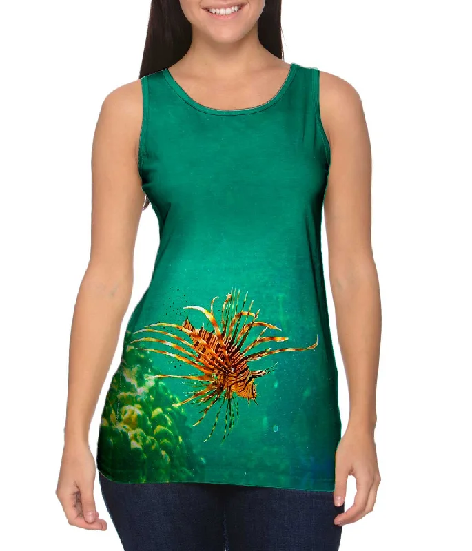 Plus Size Women's Glitter - Trimmed Tank Tops for Party NightsBaby Lionfish Underwater Plus Size Women's Glitter - Trimmed Tank Tops for Party NightsBaby Lionfish Underwater