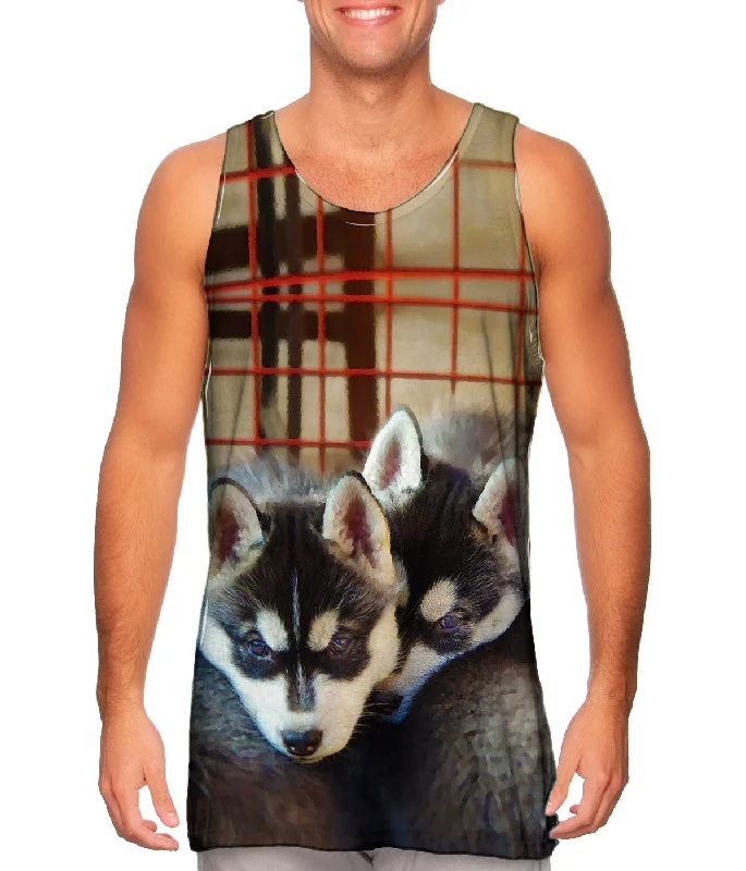 Plus Size Women's Embroidered Tank Tops in Boho StylesBaby Wolves Cuddle