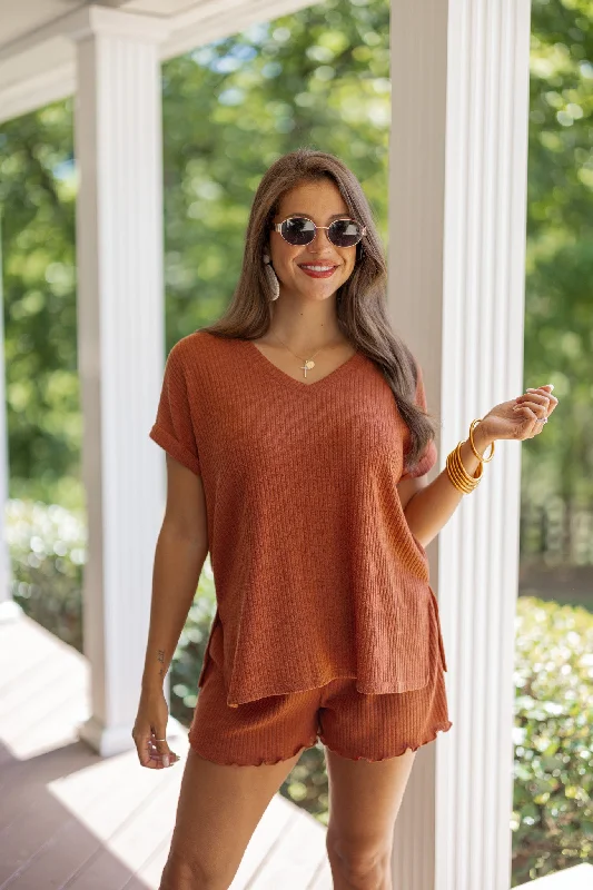 Moisture - wicking polo shirt for outdoor workoutsHarbor Sunset Brick Shorts Set