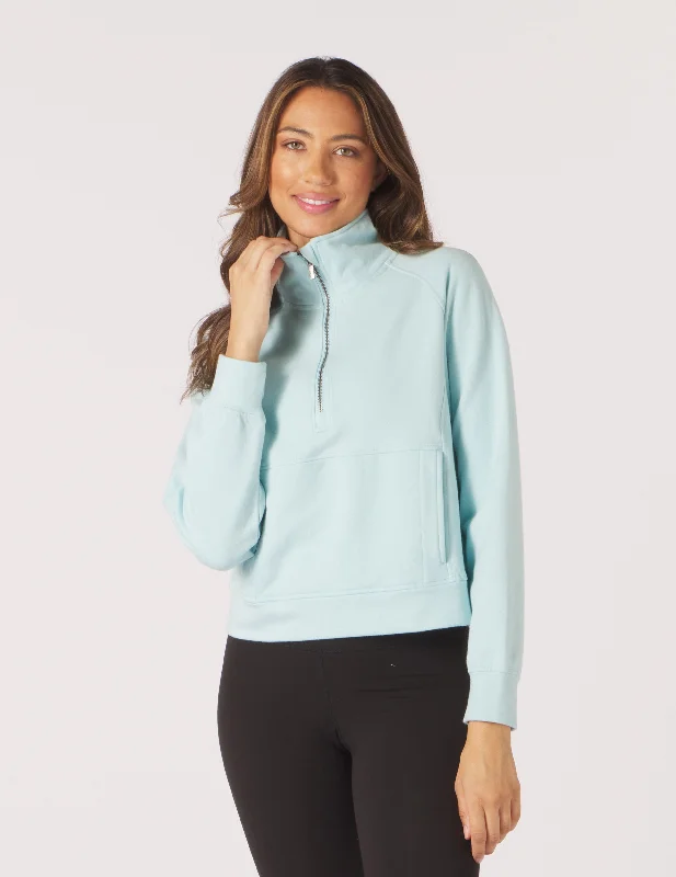 Striped Women Long Sleeve Top in a Timeless PatternDaily Scuba 1/4 Zip: Hydrangea