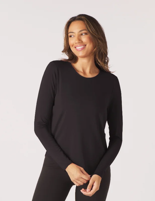 Lightweight Women Long Sleeve Top for Spring and AutumnEvolve Long Sleeve: Black