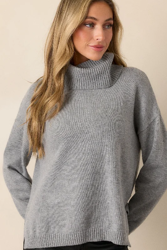 Lace - Trimmed Women Long Sleeve Top for an Elegant LookFinally Over Grey Turtleneck Sweater Lace - Trimmed Women Long Sleeve Top for an Elegant LookFinally Over Grey Turtleneck Sweater