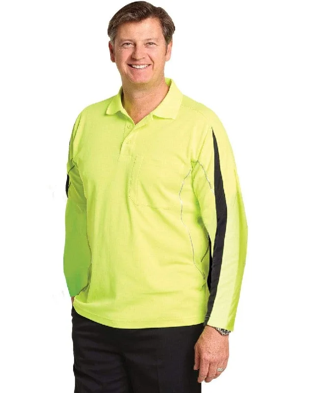 Organic cotton polo shirt for eco - friendly consumersHi-vis Legend Long Sleeve Polo Men's SW33A Organic cotton polo shirt for eco - friendly consumersHi-vis Legend Long Sleeve Polo Men's SW33A