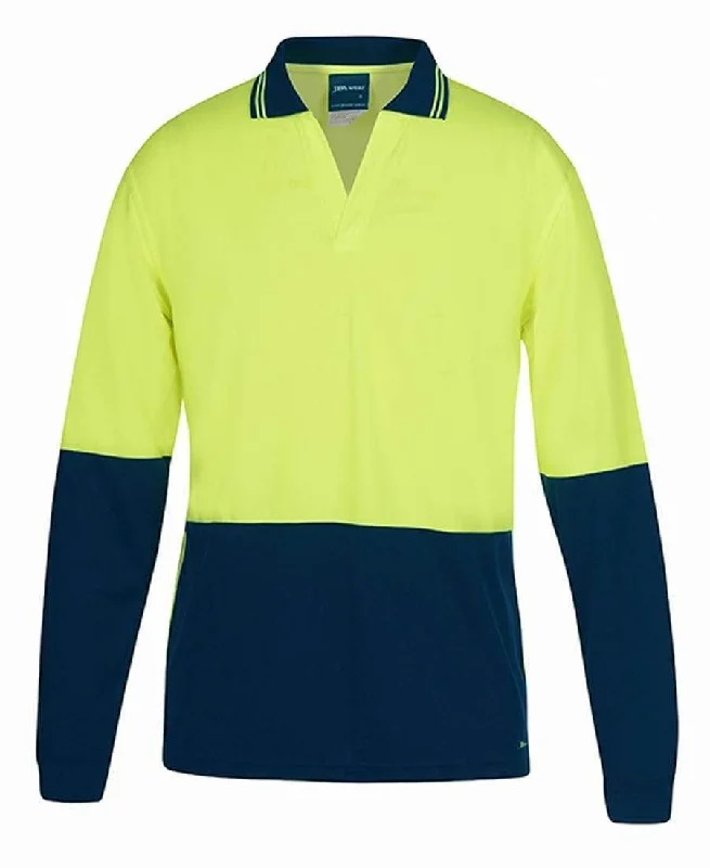 Polo shirt with a cropped length for a trendy lookJB'S Hi-Vis Long Sleeve Non Button Polo 6HNBL Polo shirt with a cropped length for a trendy lookJB'S Hi-Vis Long Sleeve Non Button Polo 6HNBL