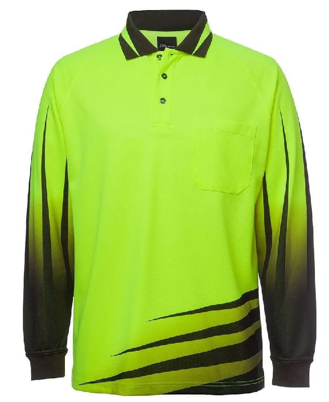 Striped linen blend polo shirt for summer beach partiesJB'S Hi-Vis Long Sleeve Rippa Sub Polo 6HVRL Striped linen blend polo shirt for summer beach partiesJB'S Hi-Vis Long Sleeve Rippa Sub Polo 6HVRL