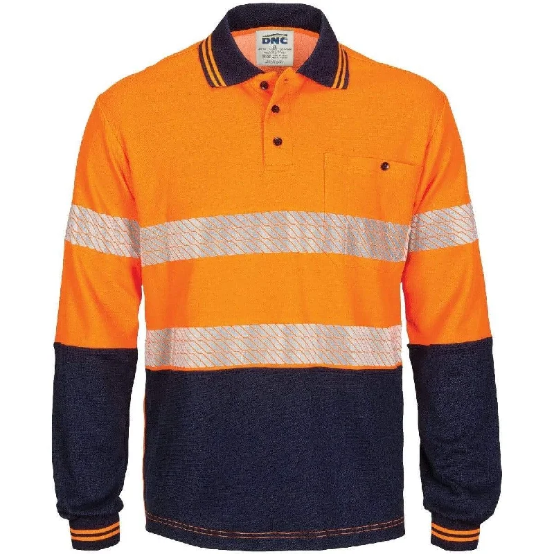 Ruffled cuffs polo shirt for a more elegant touchDnc Workwear Hi-vis Segment Taped Cotton Backed Long Sleeve Polo - 3518 Ruffled cuffs polo shirt for a more elegant touchDnc Workwear Hi-vis Segment Taped Cotton Backed Long Sleeve Polo - 3518