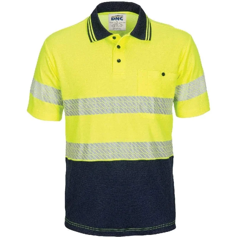 Sheer mesh panel polo shirt for a trendy twistDnc Workwear Hi-vis Segment Taped Cotton Backed Short Sleeve Polo - 3517 Sheer mesh panel polo shirt for a trendy twistDnc Workwear Hi-vis Segment Taped Cotton Backed Short Sleeve Polo - 3517