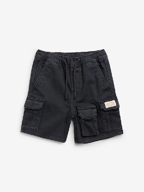 HOP Kids Charcoal Cargo-Style Mid-Rise Shorts