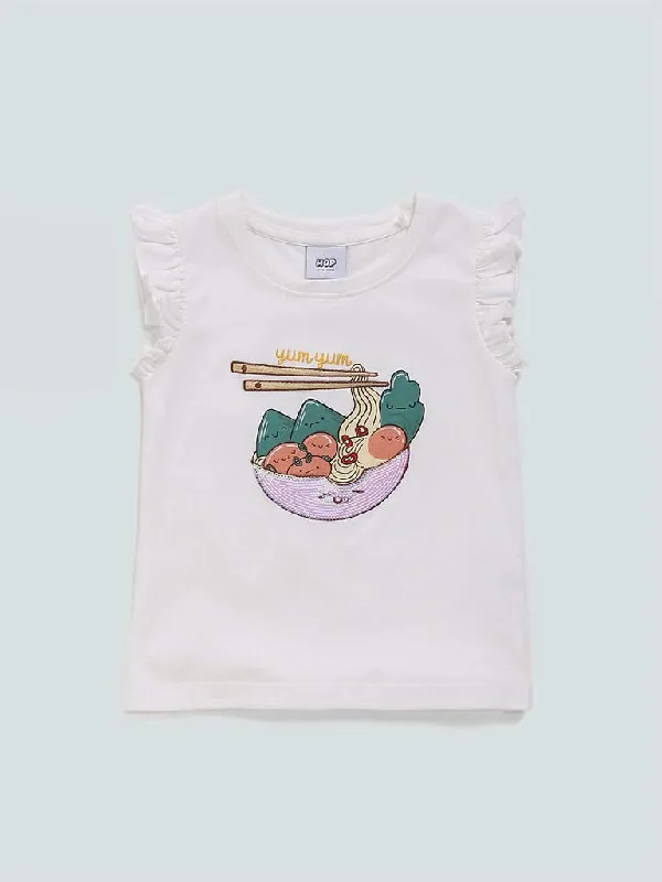Machine - washable polo shirt in durable jersey fabricHOP Kids Yummy Food Printed White T-Shirt Machine - washable polo shirt in durable jersey fabricHOP Kids Yummy Food Printed White T-Shirt