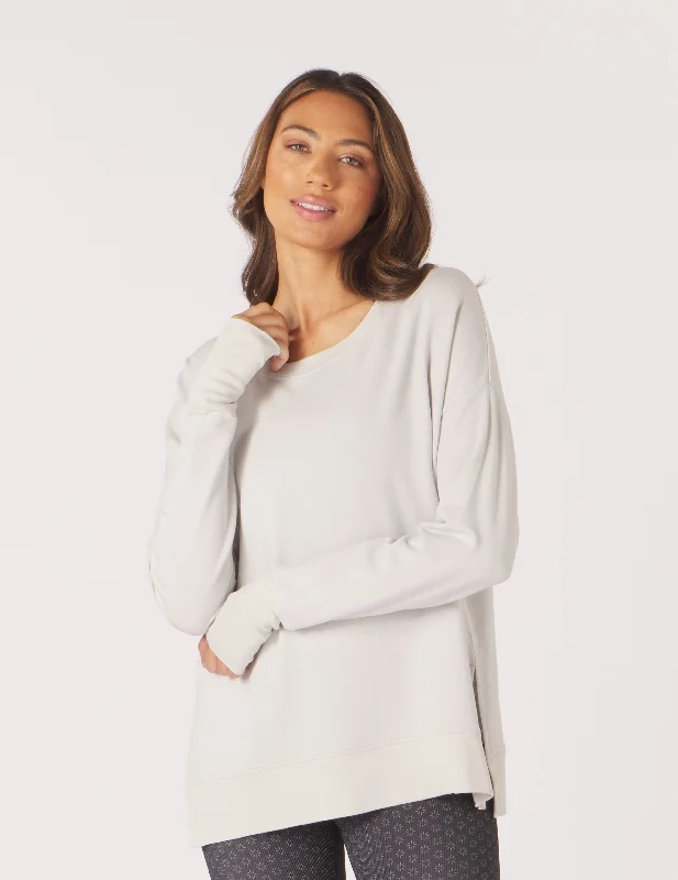 Cable - Knit Women Long Sleeve Top with a Cozy TextureLounge Long Sleeve: Ash Grey