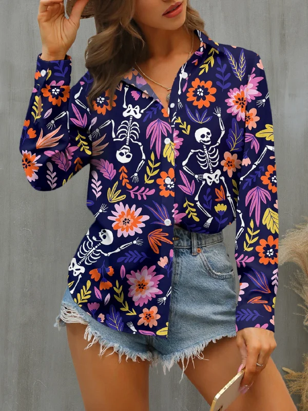 Plus Size Women Long Sleeve Top for a Flattering and Comfortable FitPrinted Collared Neck Long Sleeve Shirt Plus Size Women Long Sleeve Top for a Flattering and Comfortable FitPrinted Collared Neck Long Sleeve Shirt