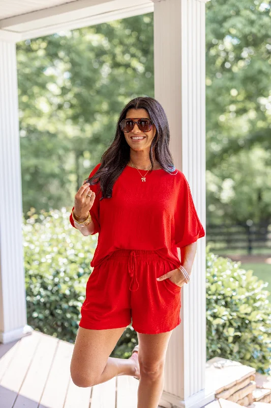 UV - protected polo shirt for outdoor enthusiastsSummer Song Red Set