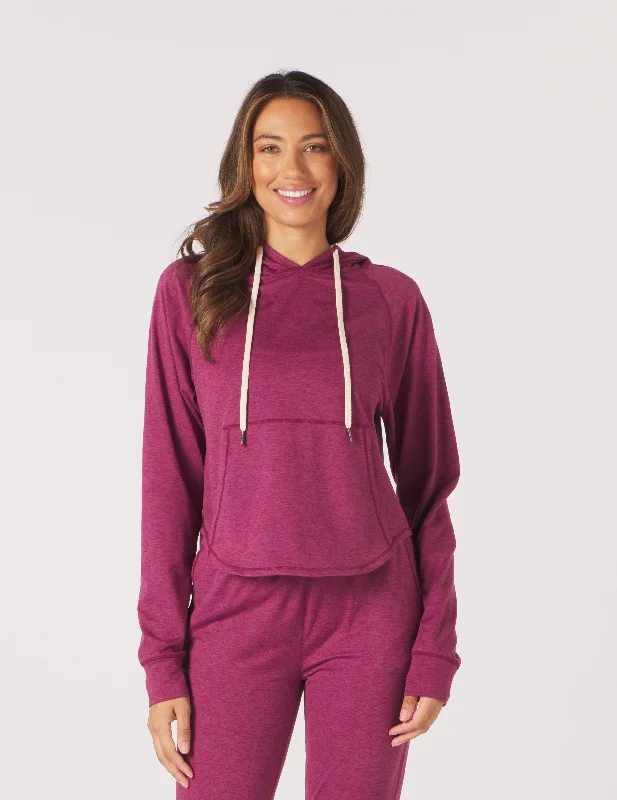 Organic Cotton Women Long Sleeve Top for Eco - Friendly ComfortRocky Hoodie: Rouge Marble Organic Cotton Women Long Sleeve Top for Eco - Friendly ComfortRocky Hoodie: Rouge Marble